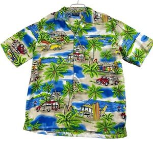 Men's Pacific & Co. Island Beach Design Shirt Sleeve‎ Button Down Large0088